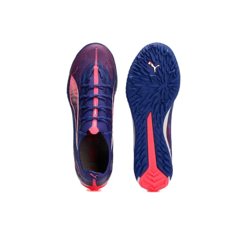 PUMA Firm Ground, Artificial Ground Non slip Support Soccer Shoes Men's Blue Pink-4