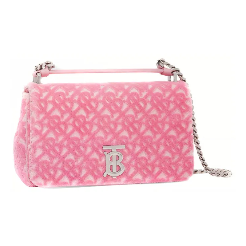 Burberry Lola Lola Bag Cotton Acrylic Sheepskin Shoulder Bag Crossbody Bag Handbag Small Size Women's Pink-3