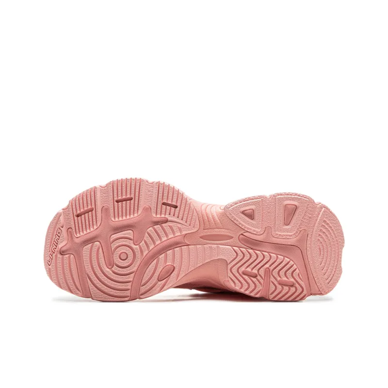 LiNing Star Shock Absorbers Slip Resistant, Abrasion Resistant, Breathable Low Top Chunky Sneakers Women's Pink Orange-6