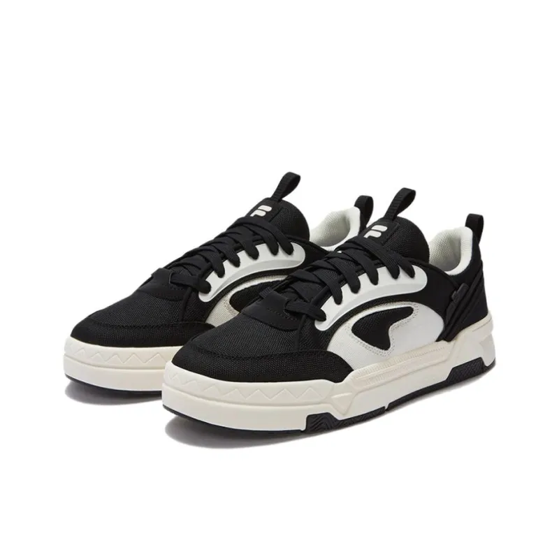 FILA FUSION BANK DX Non slip Lightweight Low Top Skateboard Shoes Men's Black White-1