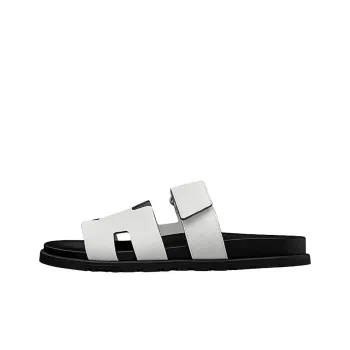 HERMES Chypre Slide Slippers Men's Black White