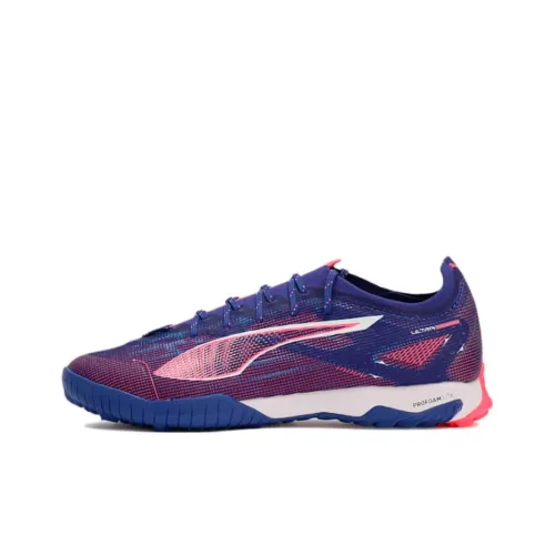 PUMA Firm Ground Artificial Ground Non-slip Support Soccer Shoes Men's Blue Pink