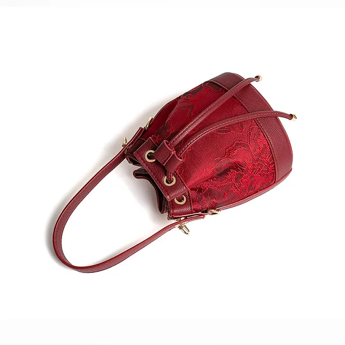 Vigno Synthetic Leather Handbag, One Shoulder, Crossbody Bag Medium Size Women's Red-2