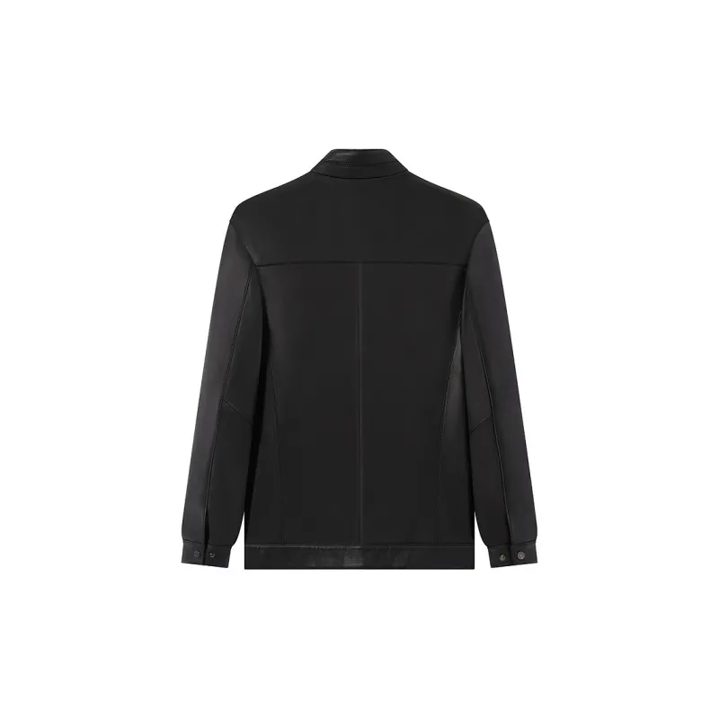 SEVEN Sheepskin Leather Jacket For Fall And Winter Men's Black-1