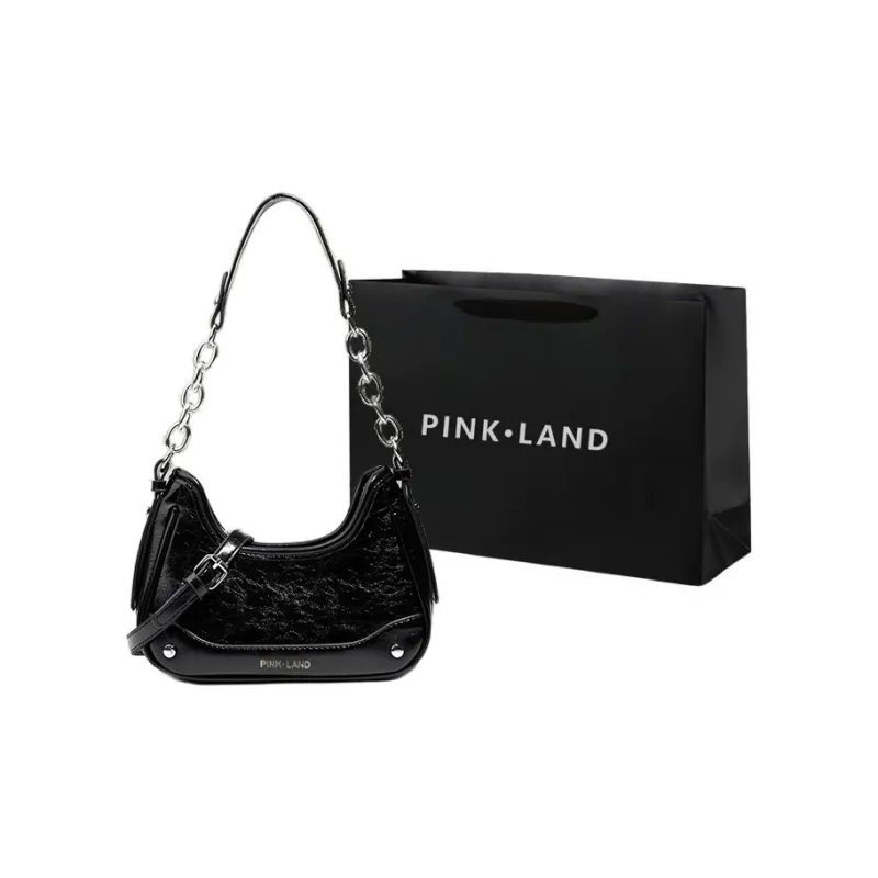 PINK·LAND PU Crossbody Bag, Shoulder Bag Women's Black/White/Silver/Pink-0