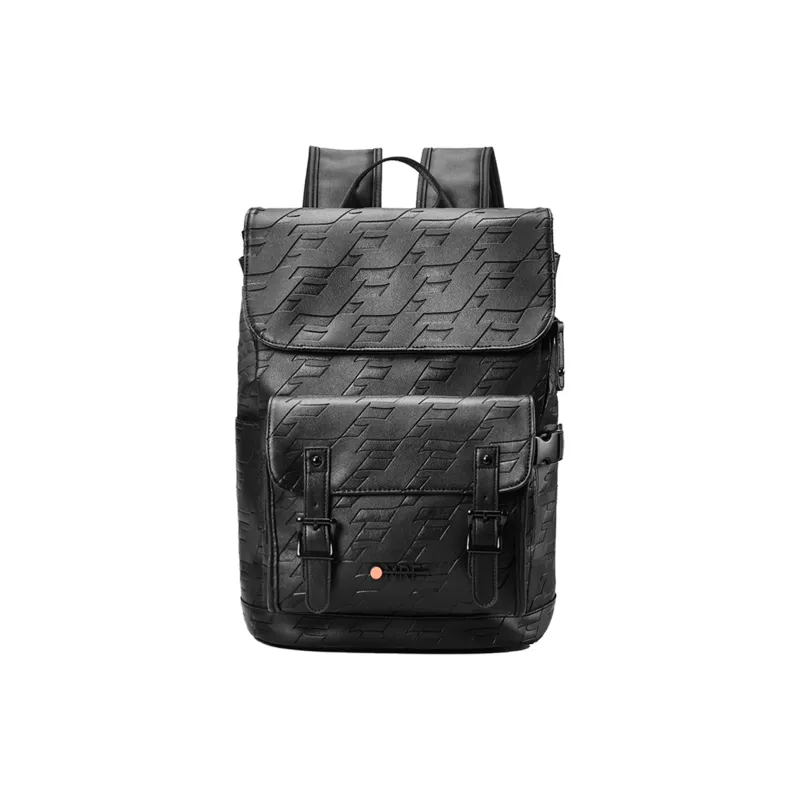 ONRF PVC Leather Backpack Travel Bag Laptop Bag For Students Tubas Unisex Black-11
