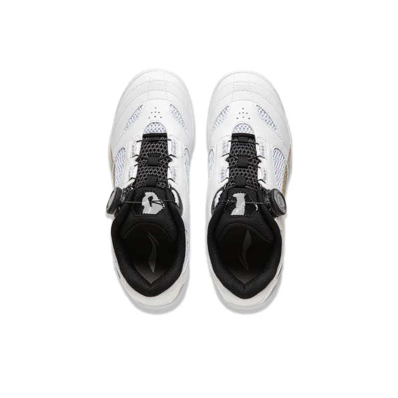 LiNing Abrasion Resistant Functionality Low Top Table Tennis Shoes Unisex White Gold Black-3