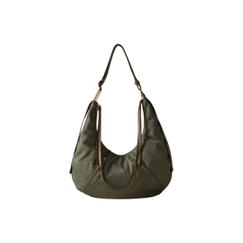 BORBONESE Polyester Handbag, Shoulder Bag Medium Size Women's Army Green