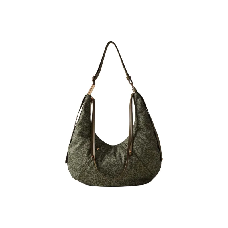 BORBONESE Polyester Handbag, Shoulder Bag Medium Size Women's Army Green-0