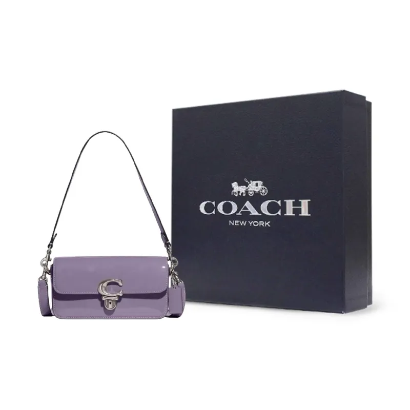 COACH Studio Patent Leather Portable Crossbody Bag Shoulder Bag Women's Light Purple-6