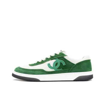 CHANEL 23P Low Top Stylish Skateboarding Shoes Men's White Green