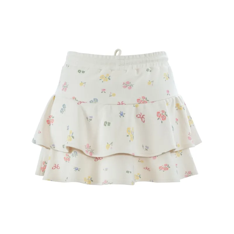 UNIFREE Tiered A-Line Skirt Puffy Skirt Women's Beige-1