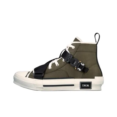 DIOR B23 Skateboard Shoes Men High-Top Green/White