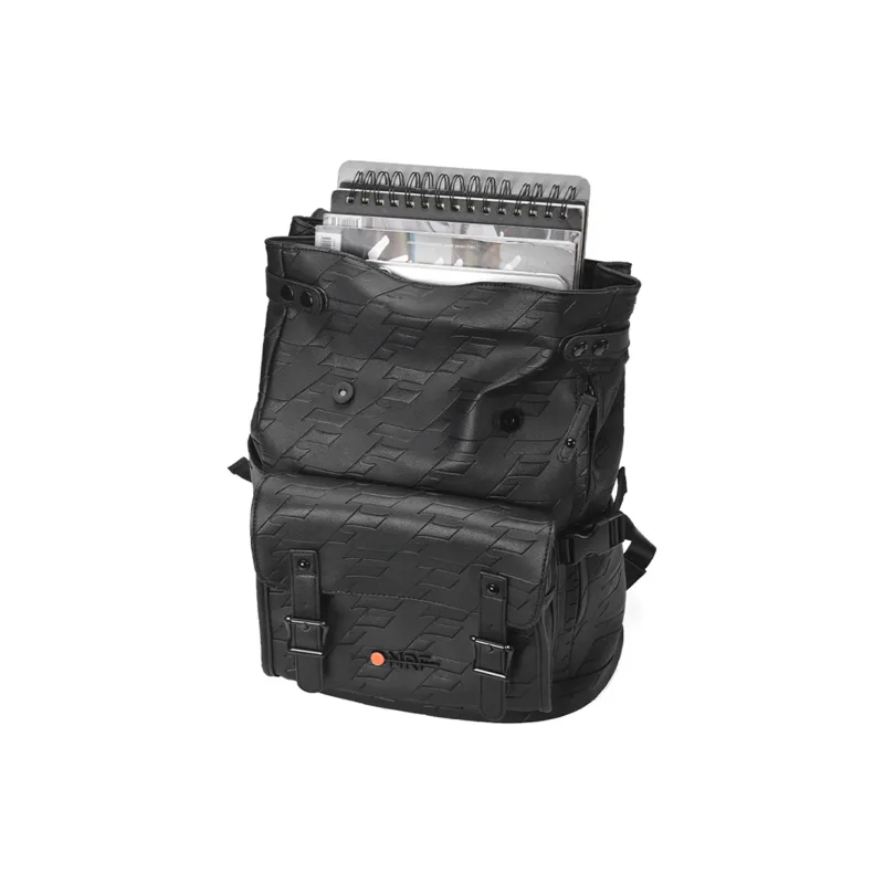 ONRF PVC Leather Backpack Travel Bag Laptop Bag For Students Tubas Unisex Black-10