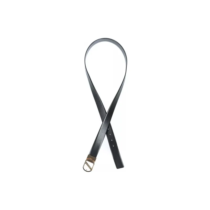 Zegna Solid Color Design, Pin Buckle Calfskin Leather Belts Men's Black-1