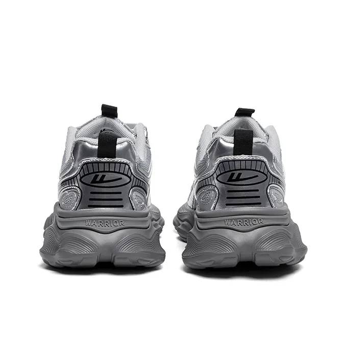 Warrior Wear Resistant Low Top Chunky Sneakers Women's Silver Gray Black-3