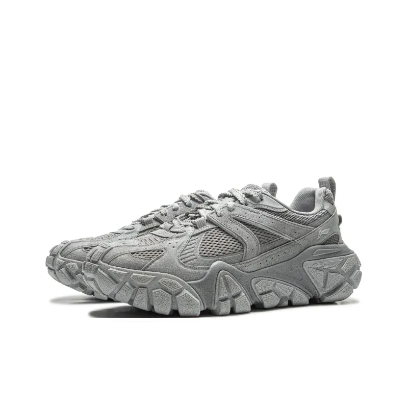 LiNing Dunes Cushioning Anti Slip Wear Resistant Breathable Height Increasing Low Top Casual Shoes Men's Gray-2