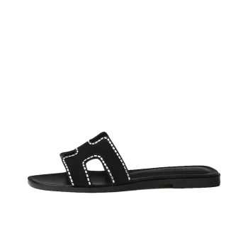 HERMES Oran Rubber Sole Slip Resistant Slide Slippers Women's Black