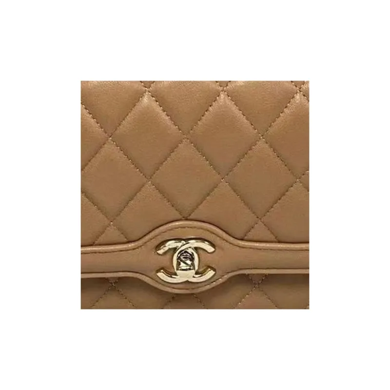 CHANEL Leather Crossbody Bag, Shoulder Bag Women's Light Brown-1