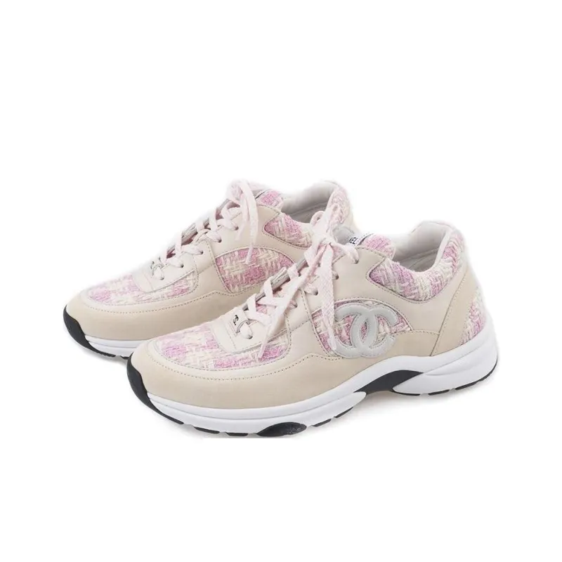 CHANEL Casual Style Tweed Plain Logo Low-Top Sneakers-2