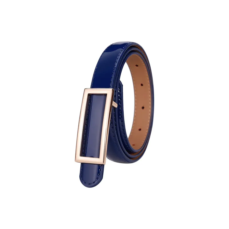 Jaylen Oos Patent Leather Fashion Smooth Buckle Cow Leather Thin Belt Women's 1.9cm-21
