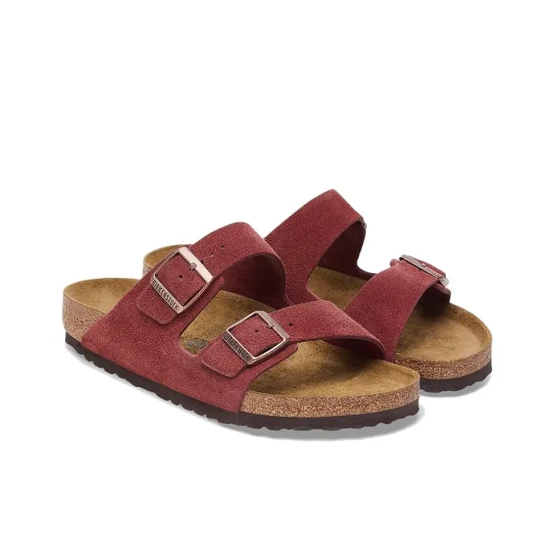 Birkenstock Arizona Slide Slippers Women's Red Narrow Fit-3