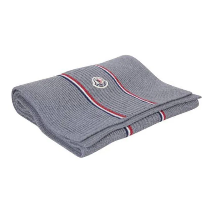 Moncler Wool Knit Scarves Men's Gray-1