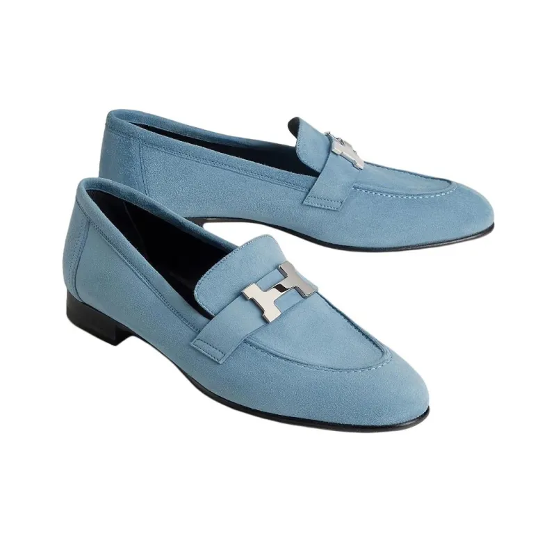HERMES Paris Loafers Women's Blue-3