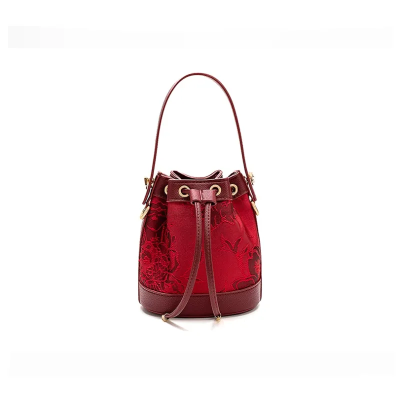 Vigno Synthetic Leather Handbag, One Shoulder, Crossbody Bag Medium Size Women's Red-3