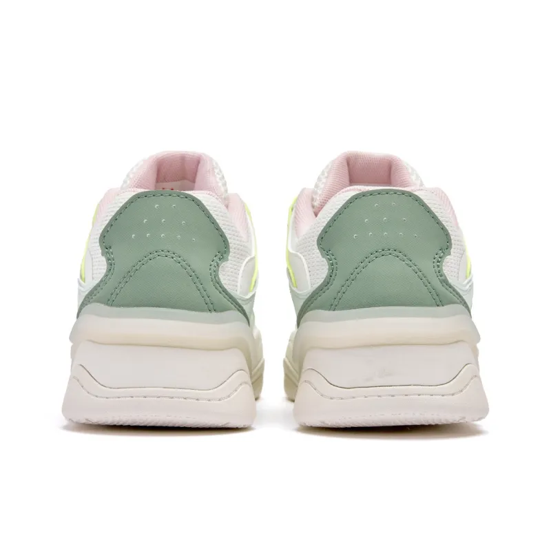 QIAODAN Anti Slip Wear Resistant Low Top Skateboard Shoes Women's Green White-4