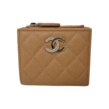 CHANEL Leather Wallet Women's Brown