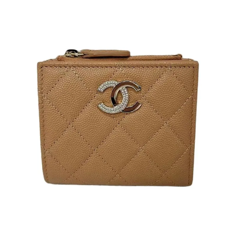 CHANEL Leather Wallet Women's Brown-0