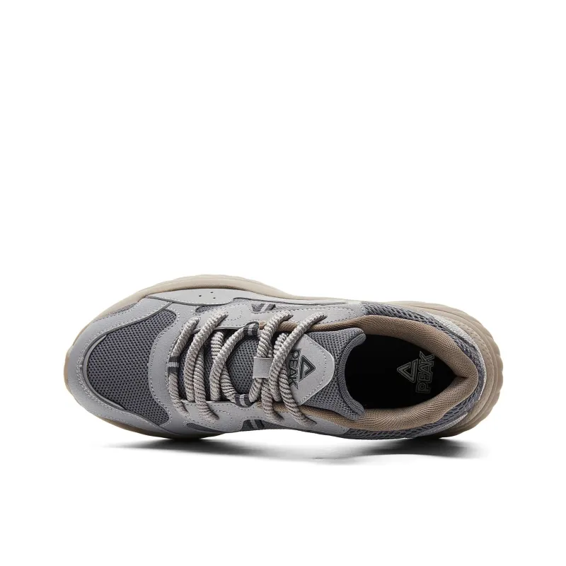 PEAK Little Fatty Shoes 2.0 Anti Slip And Wear Resistant Breathable Low Top Chunky Sneakers Men's Silver Gray Dark Gray-3