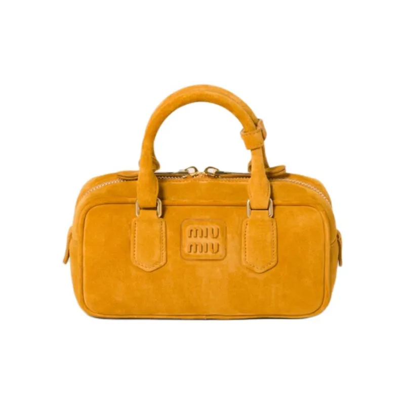 MIU MIU Arcadie Series Suede Shoulder Bag Crossbody Bag Handbag Women's Yellow-0