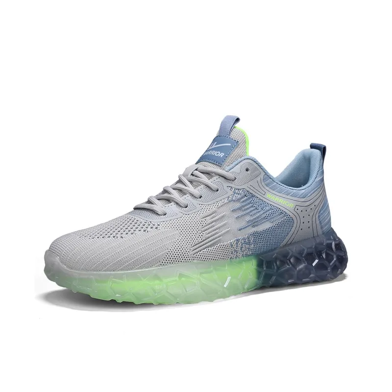 Warrior Cushioning, Abrasion Resistant, Slip Resistant Low Top Casual Running Shoes Men's Gray Blue-2