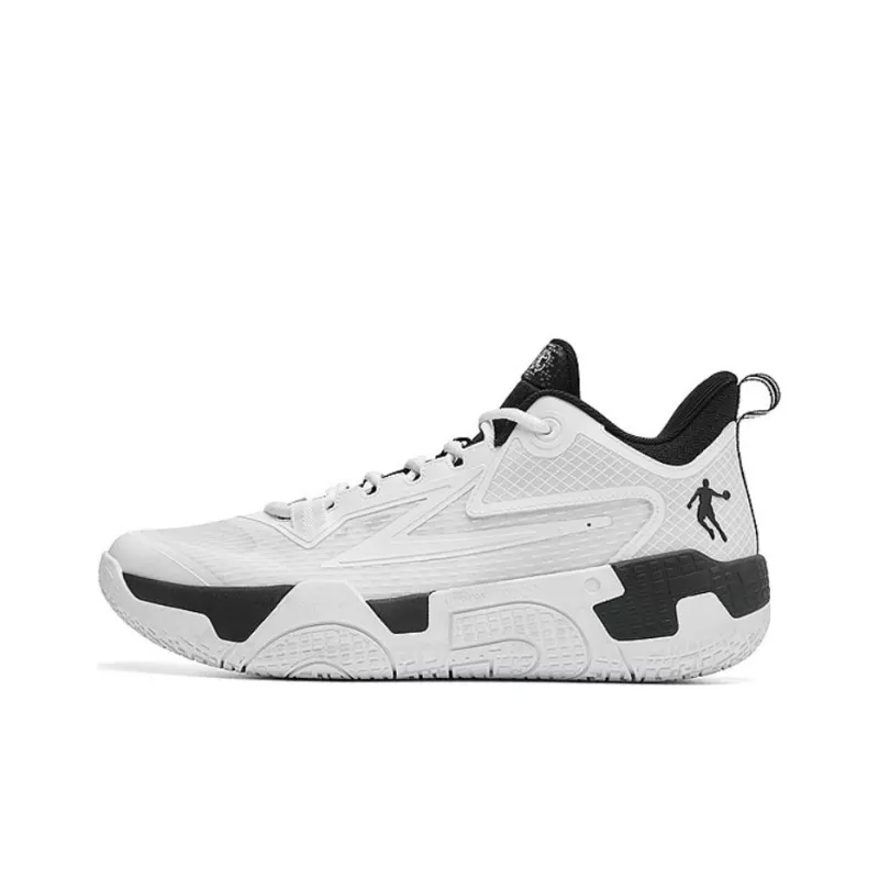 QIAODAN Cushioning Wear Resistant High Top Basketball Shoes Men's White Black-0