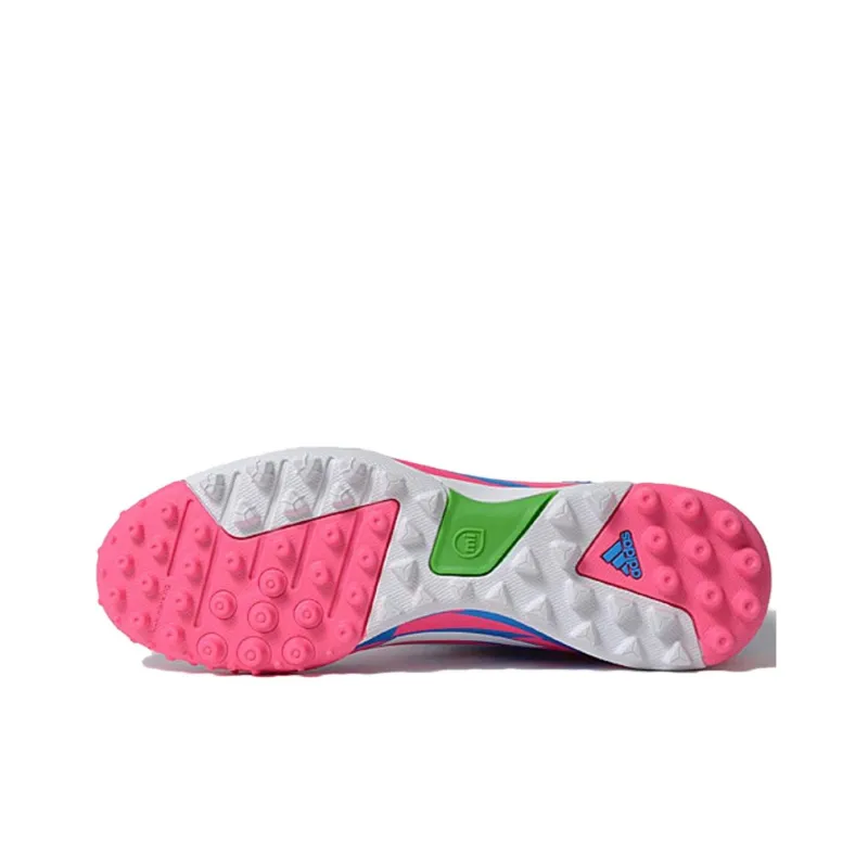 Adidas TF Rubber Broken Studs Artificial Ground Anti-Slip Wear-Resistant Soccer Shoes Men's Pink Blue-4
