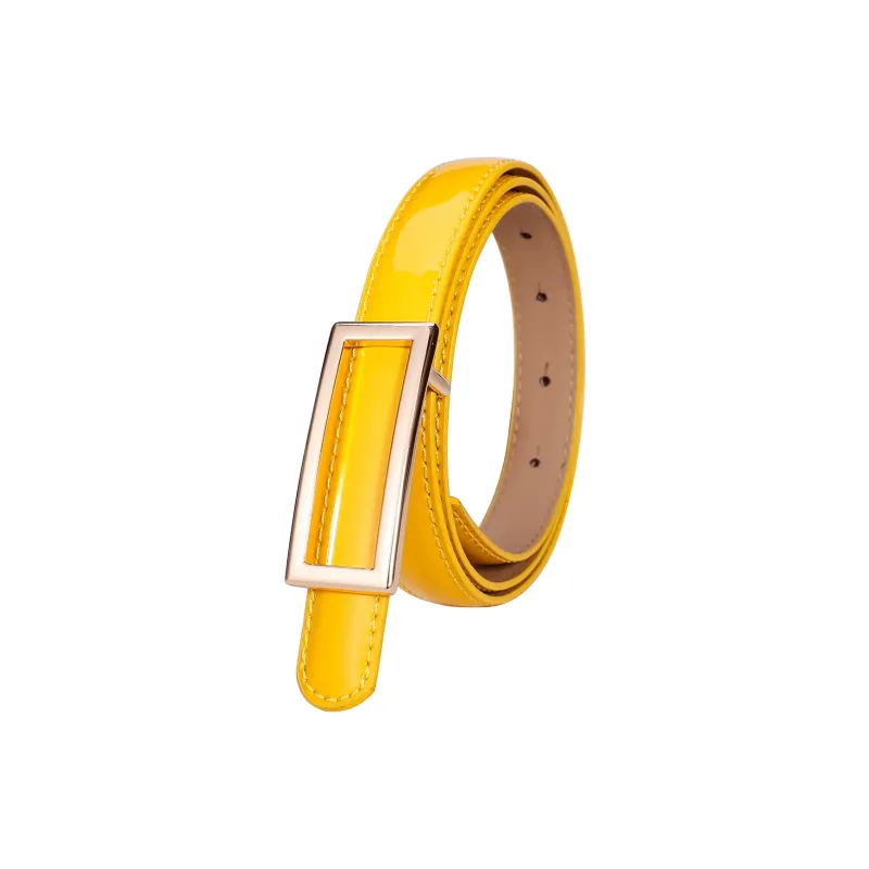 Jaylen Oos Patent Leather Fashion Smooth Buckle Cow Leather Thin Belt Women's 1.9cm-16