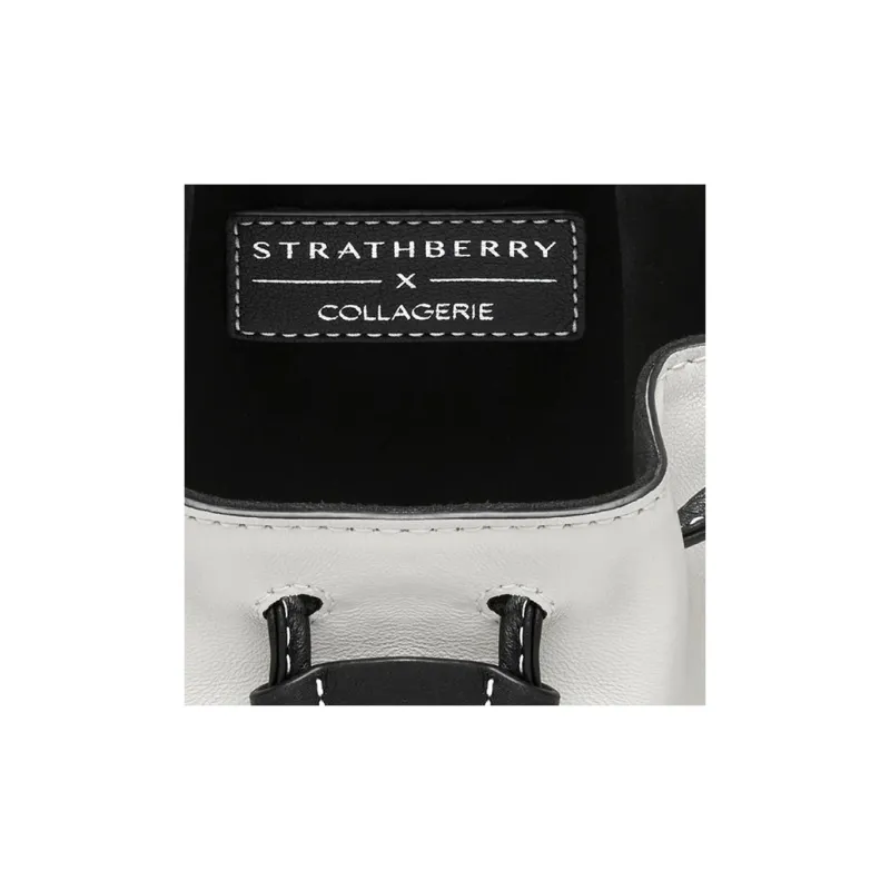 Strathberry Smooth Calf Leather Handbag Shoulder Bag Women's White/Green/Black-3