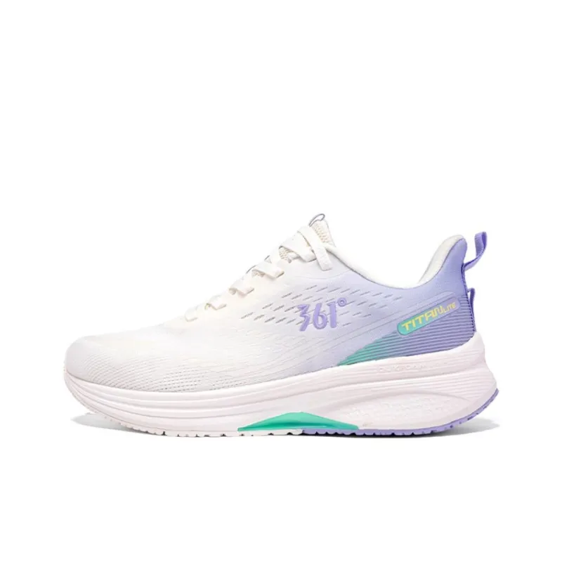 361° Wear Resistant Slip Resistant Low Top Casual Running Shoes Women's White Purple-0