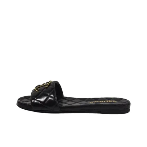 CHANEL Slide Slippers Women's Black