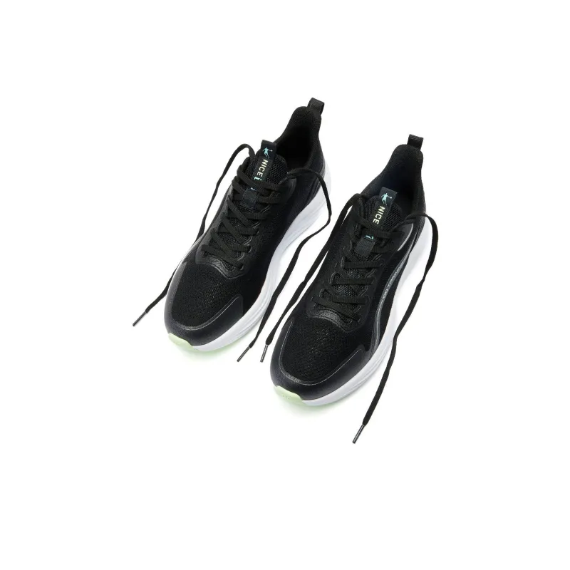 QIAODAN Shock Absorbers With Slip Resistant And Abrasion Resistant Properties Low Top Casual Shoes Men's Black White-3