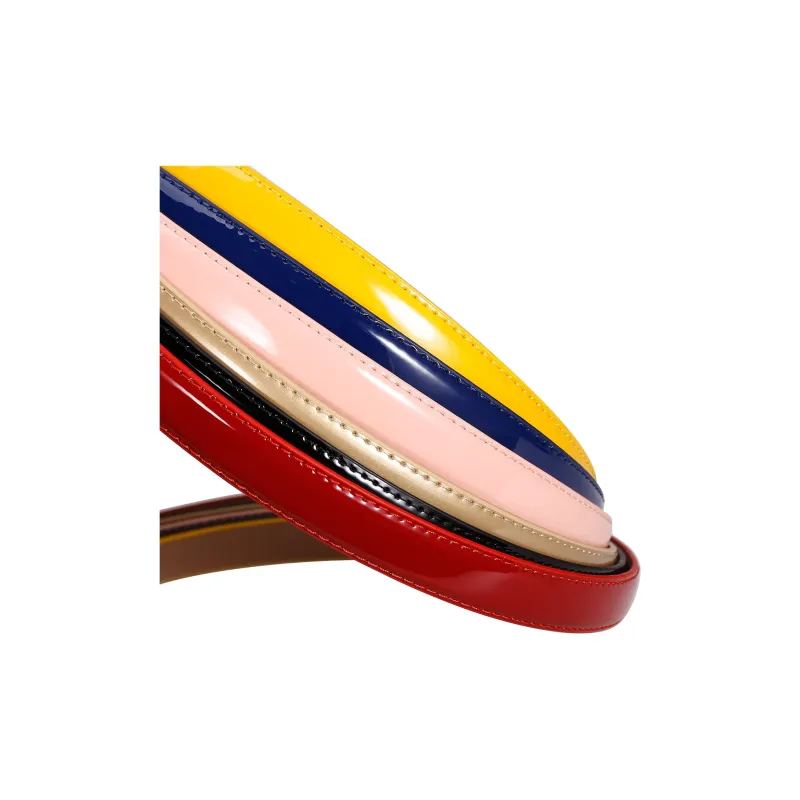 Jaylen Oos Patent Leather Fashion Smooth Buckle Cow Leather Thin Belt Women's 1.9cm-25