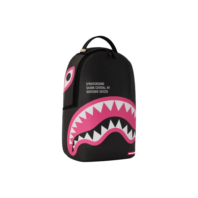 SPRAYGROUND Shark Mouth PVC Backpacks Men Black/Pink-1