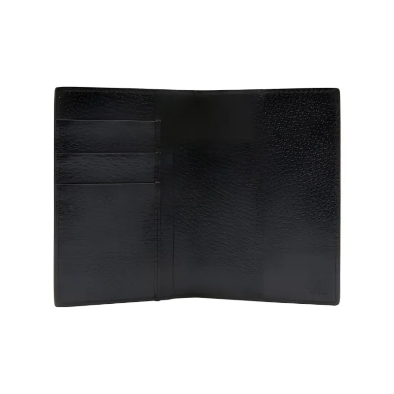 GUCCI Canvas With Leather Passport Holder Card Clip Wallet Men's Multicolor-4