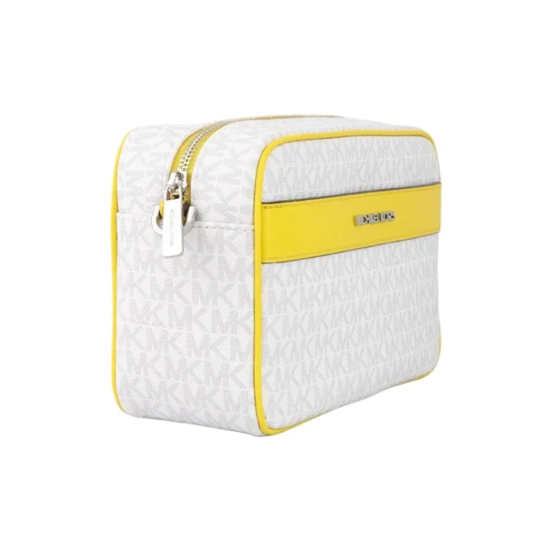 MICHAEL KORS Kenly Leather Camera Bags Crossbody Bags Large Size Women's White/Yellow-2