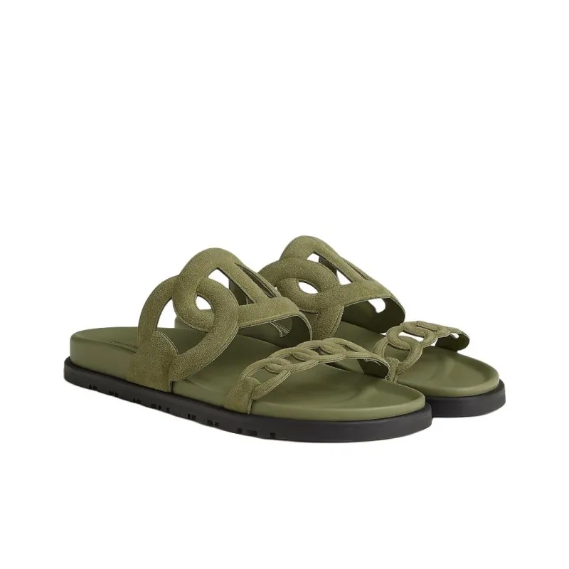 HERMES Extra Slide Slippers Women's Green-2