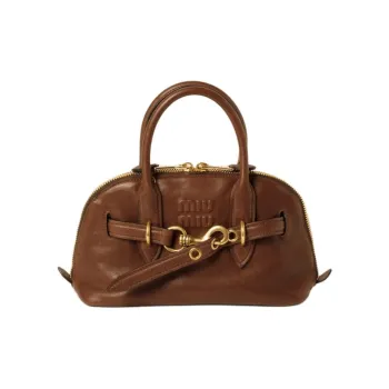 MIU MIU Nappa Leather Shoulder Bag Crossbody Bag Handbag Women's Oak Brown