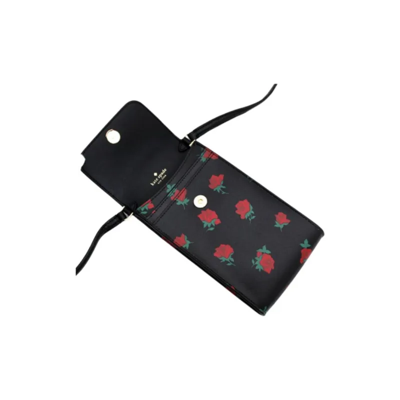 Kate Spade Leather Cell Phone Pouch Crossbody Bag Shoulder Bag Women's Black-3