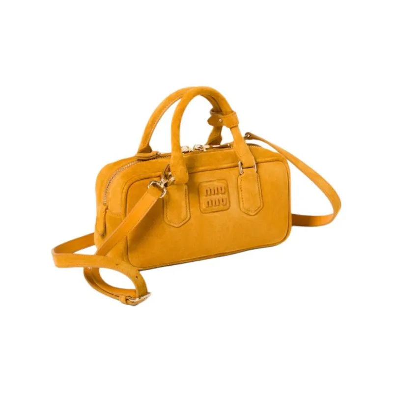 MIU MIU Arcadie Series Suede Shoulder Bag Crossbody Bag Handbag Women's Yellow-1